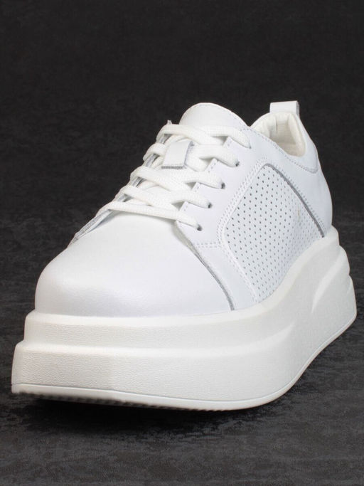 05-PDE36-1 WHITE Кроссовки женские (натуральная кожа)