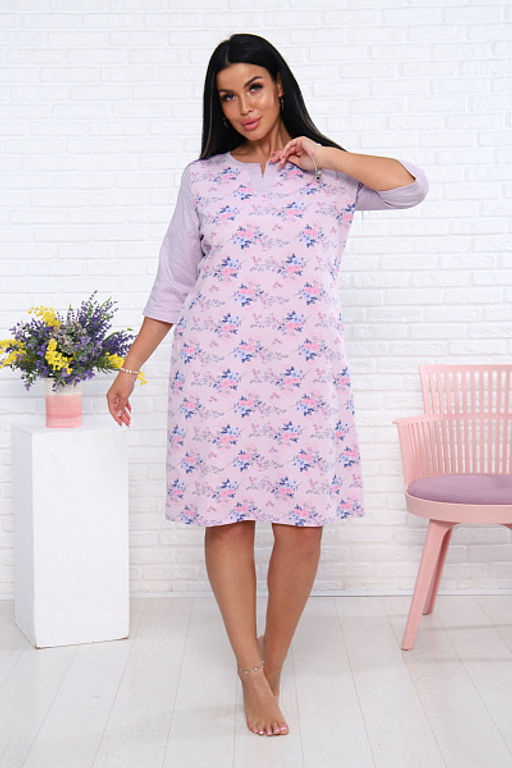 Сорочка теплая, футер с начесом, розовый (939-1) - Плиона фото 3