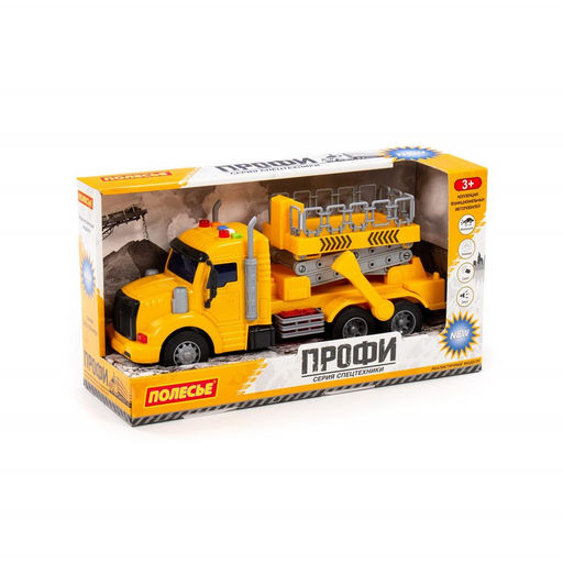 Автомобиль с подъемником "Профи" инерцонный (89786) свет, звук, в коробке 33,5*11,5*18,5см, Полесье