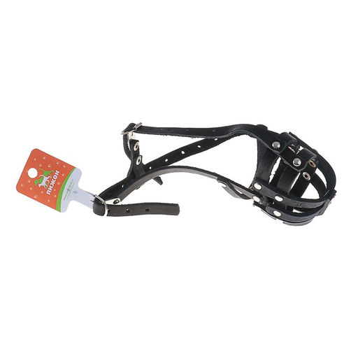 Намордник кожаный сетчатый с перемычкой №1, малый боксёр (дл по носу 7см, обхват морды 23см), 161347 - Пижон фото 4