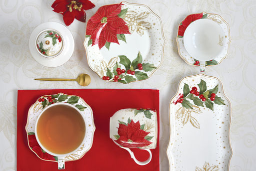 Чашка с блюдцем Пуансеттия и ягоды, 0,12 л - Easy life фото 5