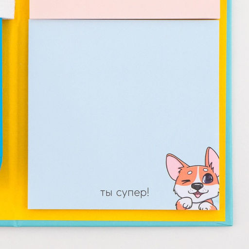 Блок бумаг для записей 3 блока по 30 листов, стикеры, ручка шариковая синяя 0.7 мм Для тех, укого лапки - Artfox фото 5