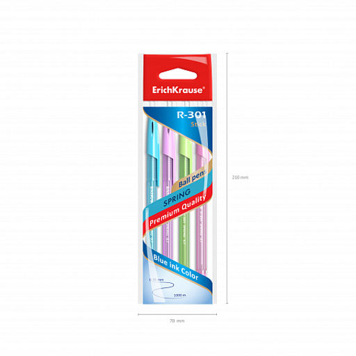 Цена за 50 шт. Ручка шариковая ErichKrause R-301 Stick Spring 0.7, цвет чернил синий (в коробке по 50 шт.)  фото 12