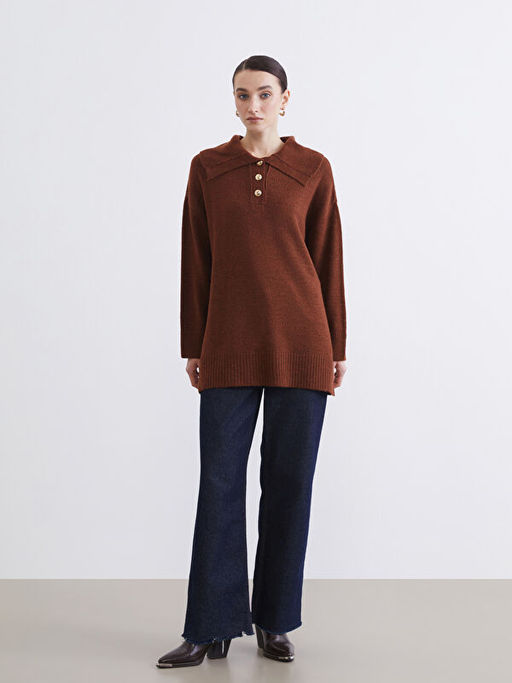 Polo Yaka Kad?n Triko Kazak