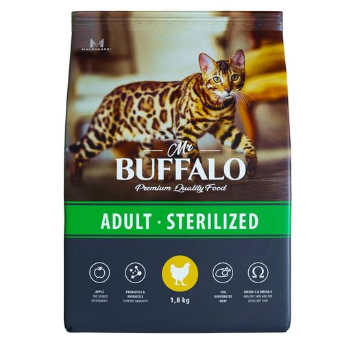 Баффало для стерилизованных кошек с курицей 1.8кг - Mr.Buffalo фото 2