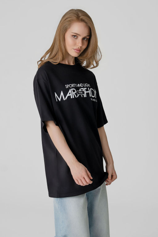 Арт. 3190 Футболка женская оверсайз 42-48 (4 шт) Цвет:черный - Калинка фото 13