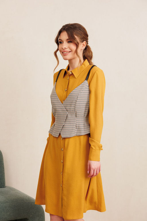 Костюм AMORI 7100 горчица+клетка  фото 2