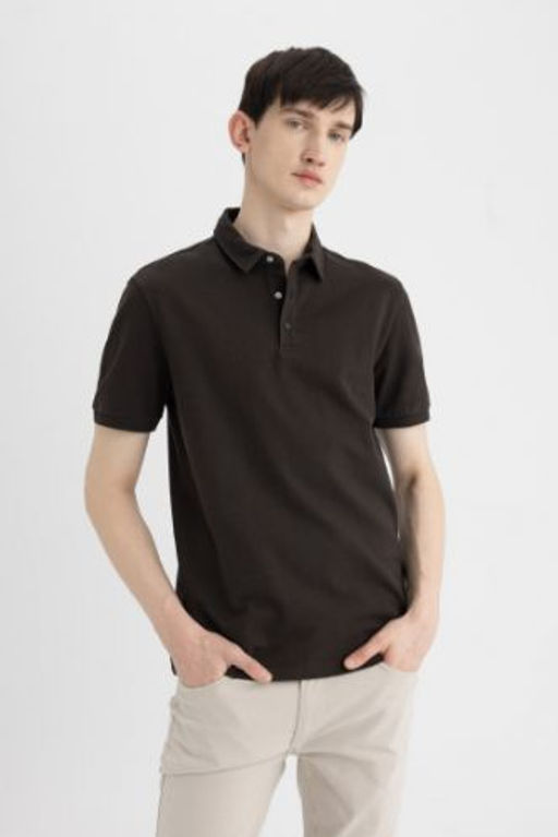 Slim Fit Dar Kesim K?sa Kollu Polo Tisort