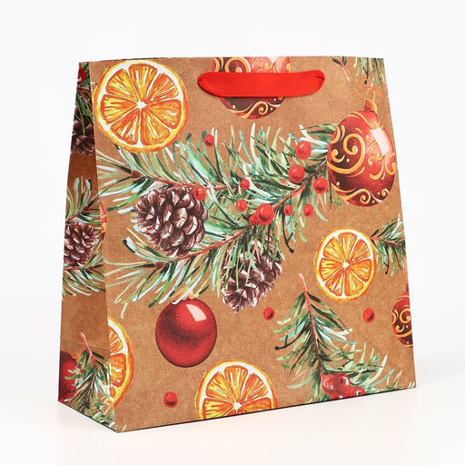 Пакет крафтовый квадратный Новогоднее настроение, 30 30 12 см - Дарите счастье фото 6