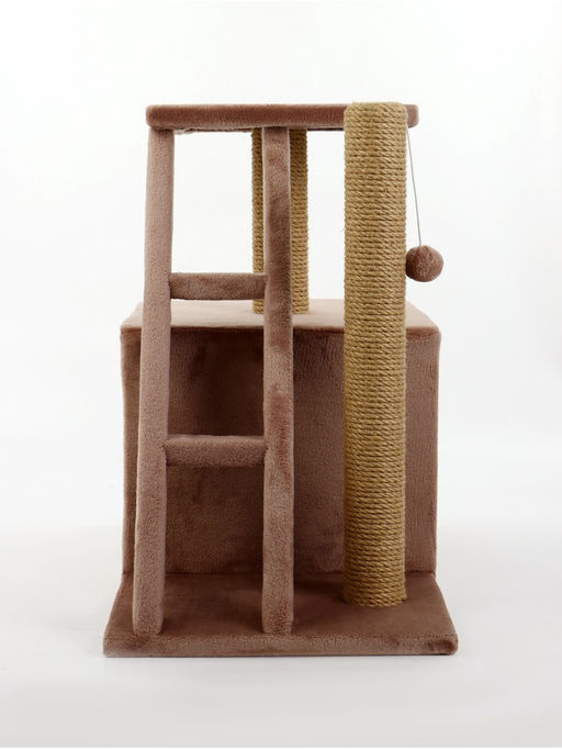 Домик для кошек с когтеточкой «Домосед», с лестницей и площадкой, 60×35×56 см, капучино