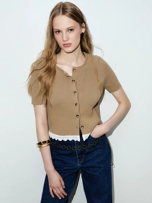 Укороченный кардиган из хлопка / Zarina  фото 9