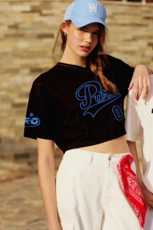 Coool Oversize Genis Kal?p V Yaka Bask?l? K?sa Kollu Tisort