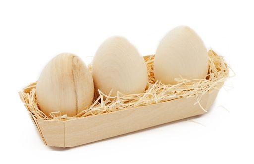 Яйца (3 шт.) под роспись в корзиночке арт.8009 (РНИ)