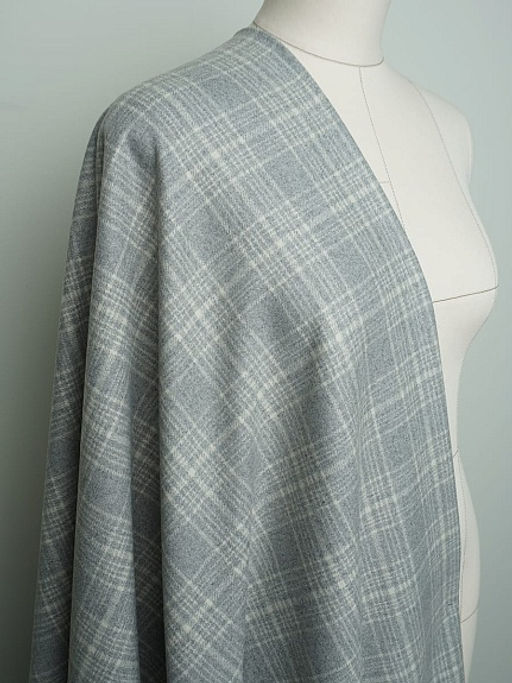 Шерсть пальтово-костюмная Твид Клетка цв.белый на св.сером, ш.1.5м, шерсть-60%, п/э-40% - Купава фото 12