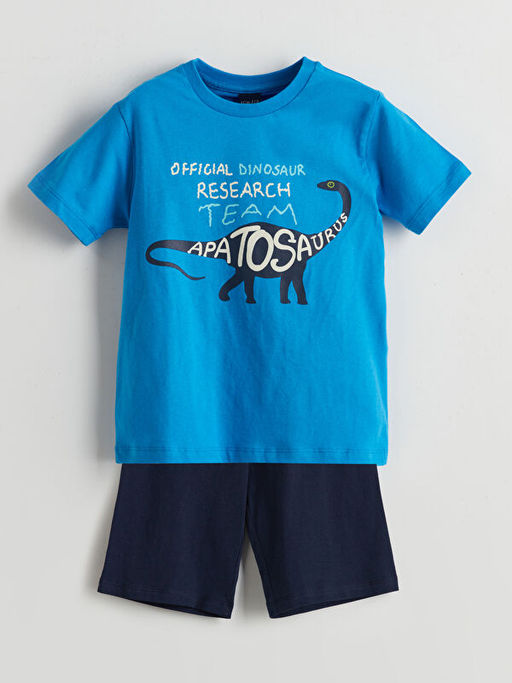 Bisiklet Yaka Erkek ?ocuk ?ortlu Pijama Tak?m?