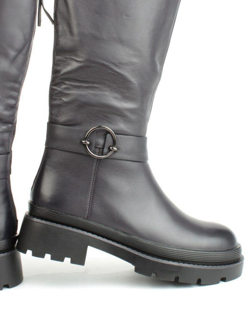 02-FI714-2M BLACK Сапоги зимние женские (натуральная кожа, байка, натуральный мех) - Фабричный китай фото 12