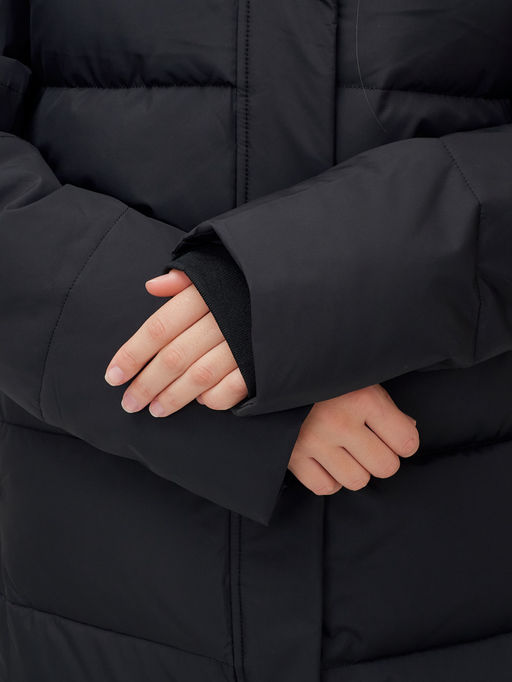 Пальто утепленное стеганное зимнее с капюшоном женское черного цвета 9620Ch - Mtforce фото 10