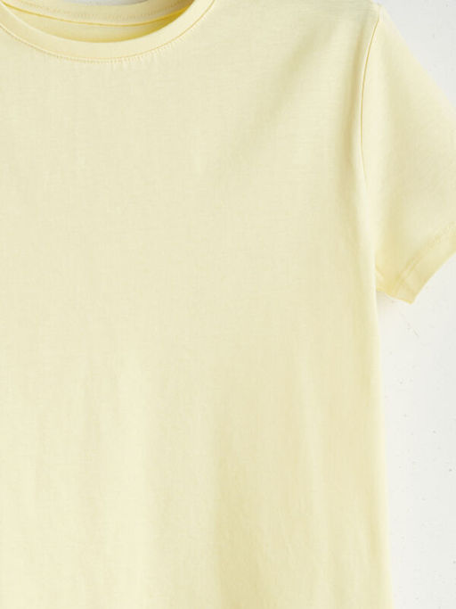 Bisiklet Yaka D?z Penye K?z ?ocuk Ti??rt