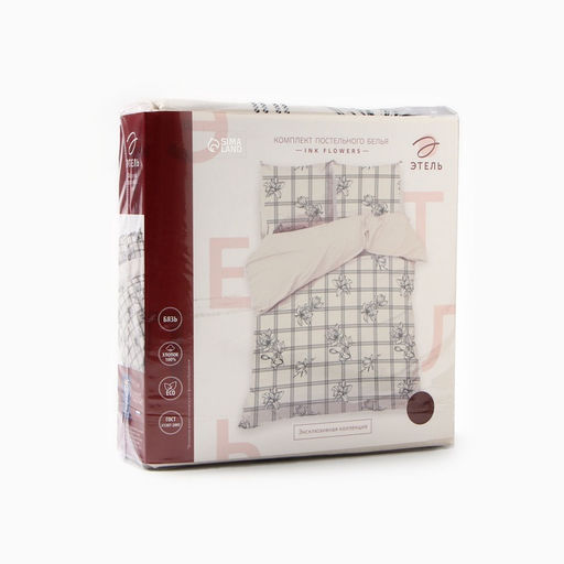 Постельное бельё Этель Евро Ink flowers 200*217 см, 220*240 см, 70*70 см-2 шт, бязь 125 г/м2, хл 100%  фото 7