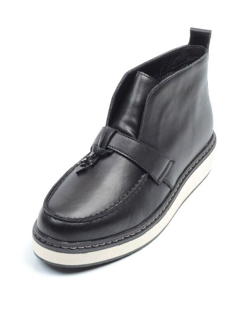 01-5172-1 BLACK Ботинки женские демисезонные (натуральная кожа, байка)