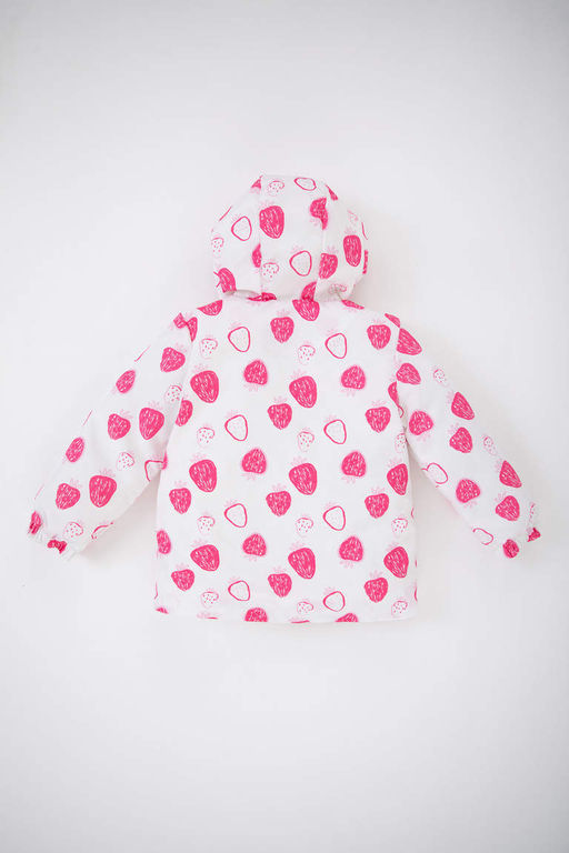 Водоотталкивающее пальто с капюшоном и рисунком для маленьких девочек - Defacto фото 5