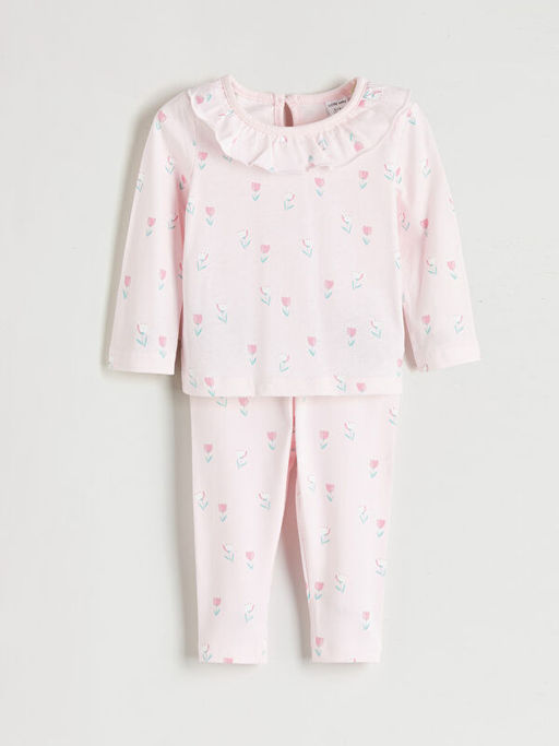 Bebe Yaka K?z Bebek Bluz ve Pantolon 2li Tak?m