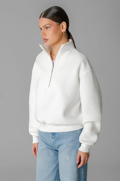 Арт. 1903 Свитшот женский с начесом полузамок 42-50 (5 шт) Цвет:молочный - Калинка фото 6