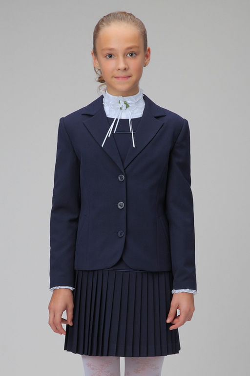Синий школьный жакет для девочки Инфанта, модель 0701