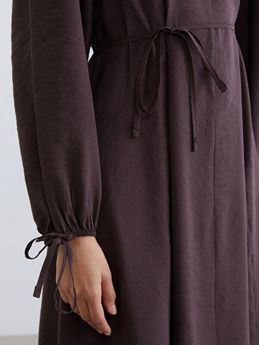 Dik Yaka Modal Kar???ml? Belden Oturtmal? Elbise