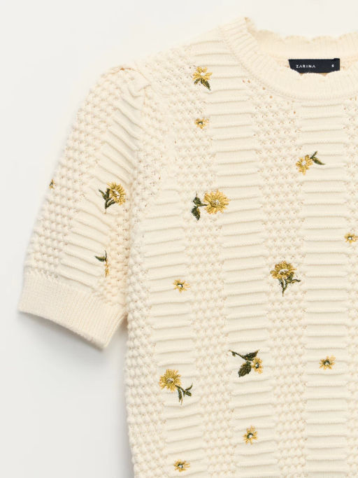 Джемпер с коротким рукавом с вышивкой / Zarina фото 3