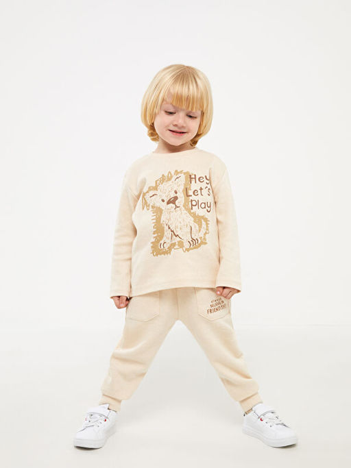 Bisiklet Yaka Uzun Kollu Bask?l? Erkek Bebek Ti??rt - Waikiki фото 3