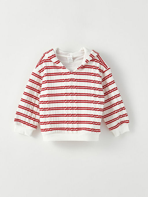 Uzun Kollu ?izgili K?z Bebek Hoodie