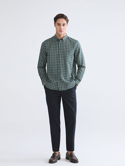 Regular Fit Ekose Gabardin Erkek G?mlek