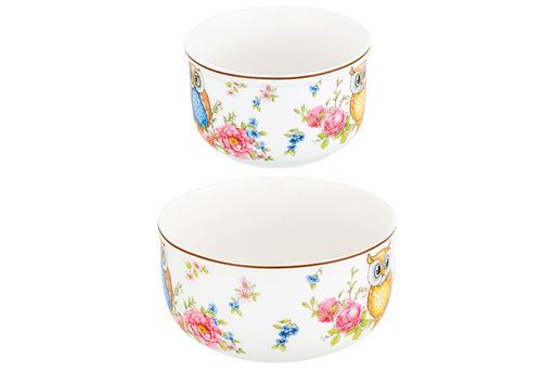 Набор 2 салатников - 13*13*6,5 см 560 мл+10,5*10,5*6 см 260 мл Совушки с плас.крыш. NEW BONE CHINA - Elan gallery фото 10