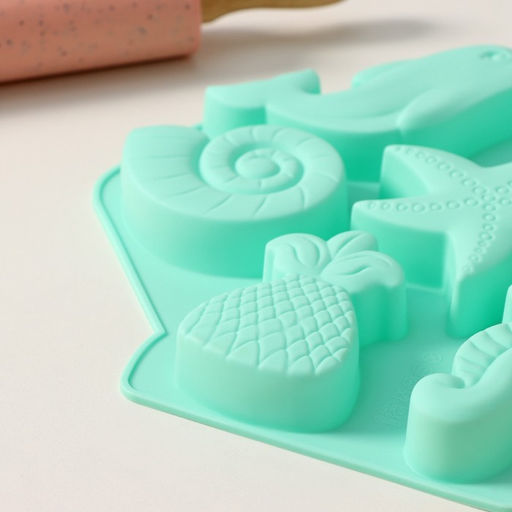 Форма для выпечки Доляна «Морские обитатели», силикон, 26×24×2.5 см, 7 ячеек, бирюзовая