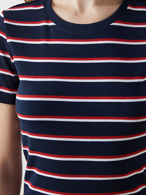 Bisiklet Yaka ?izgili Elbise