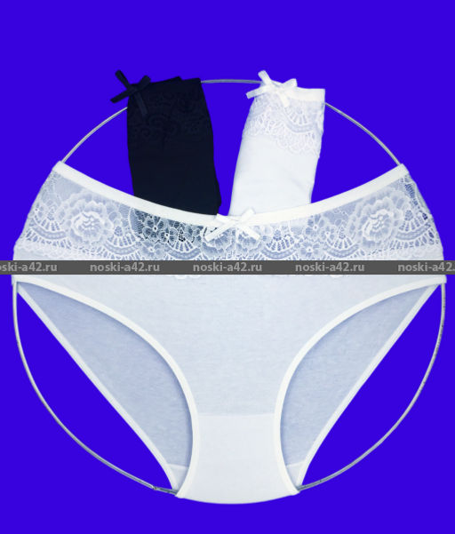 Цена за 3 шт. Трусы женские Турция с кружевом высокая посадка Неделька - 3 шт. №8 ЧЕРНЫЕ р. 2XL (50-52) - Diamond фото 3