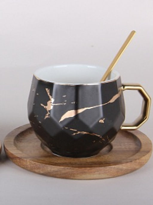 Чайная пара на 1 персону 200мл п/у цвет микс белый или чёрный 7630 /Коралл/  фото 4