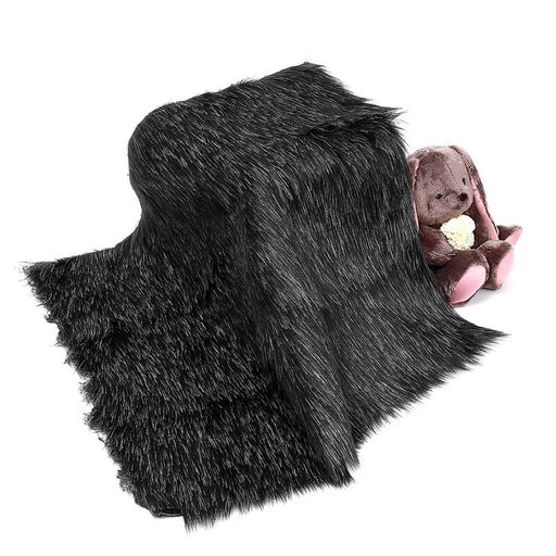 Ткань для рукоделия, мех длинноворсовый на трикотажной основе, тёмно-серая, лоскут 50×50 см