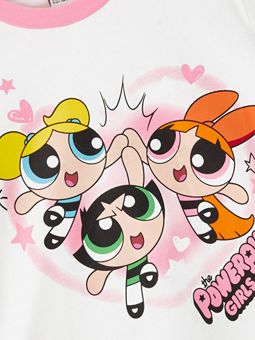 Bisiklet Yaka PowerPuff Girls Bask?l? K?z ?ocuk Ti??rt - Waikiki фото 2