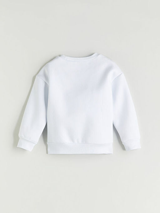 Bisiklet Yaka Fiyonk Bask?l? K?z ?ocuk Sweatshirt