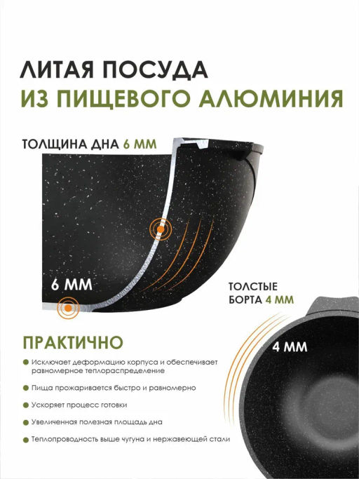 Казан для плова 5л АП Гранит star арт.55803 /Мечта/  фото 2