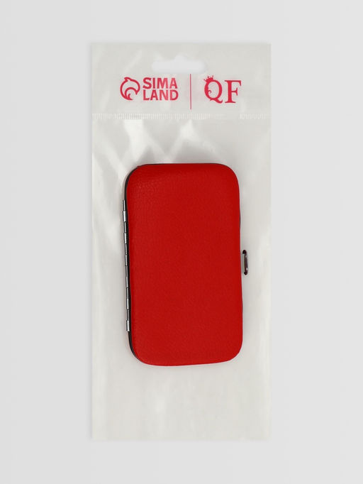 Набор маникюрный, 6 предметов, в футляре, красный