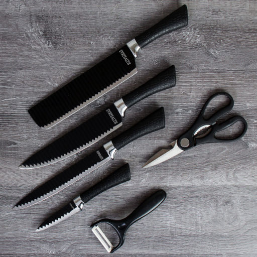 Набор кухонных ножей 6 предметов в магнитной коробке / WD-100 /уп 30/ножницы и овощечистка в комплекте - ГалеонТрейд фото 2