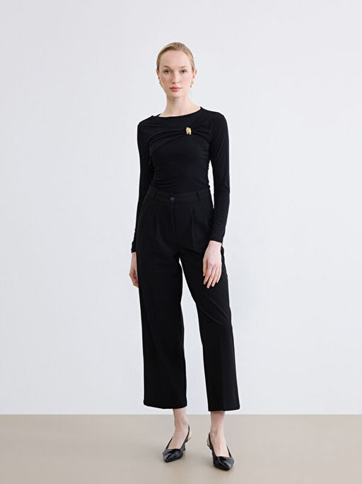 Bisiklet Yaka B?zg?l? Toka Detayl? Kad?n Body