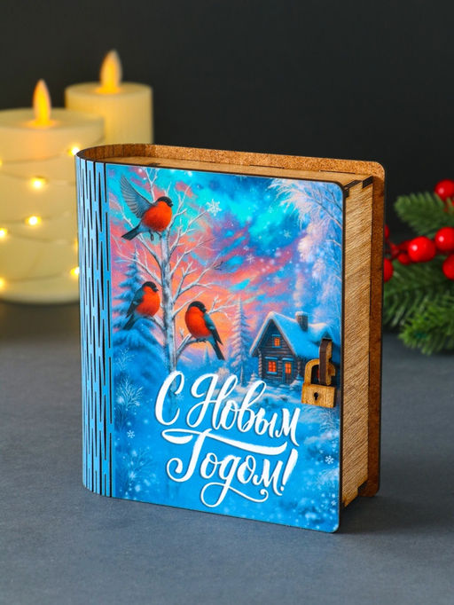 Копилка-книга для денег «С Новым годом», купюр, монет, 14×12×5 см