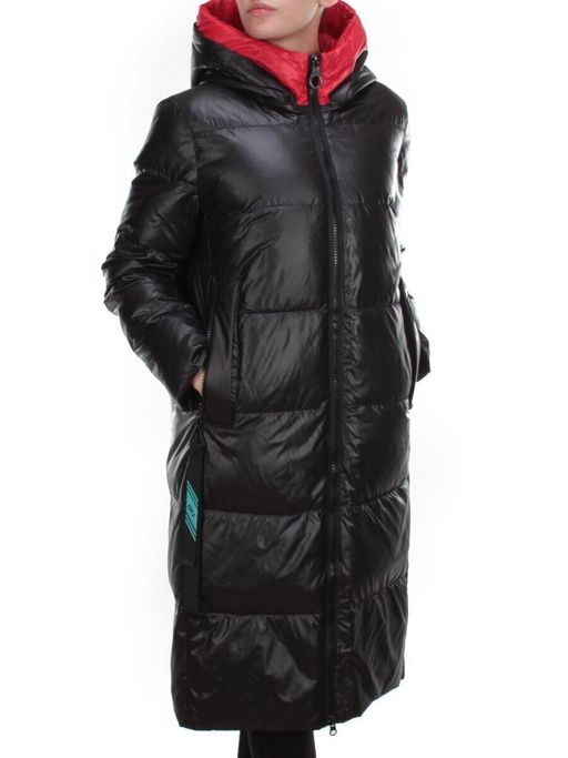 2239 BLACK Пальто женское зимнее AKIDSEFRS (200 гр. холлофайбера)
