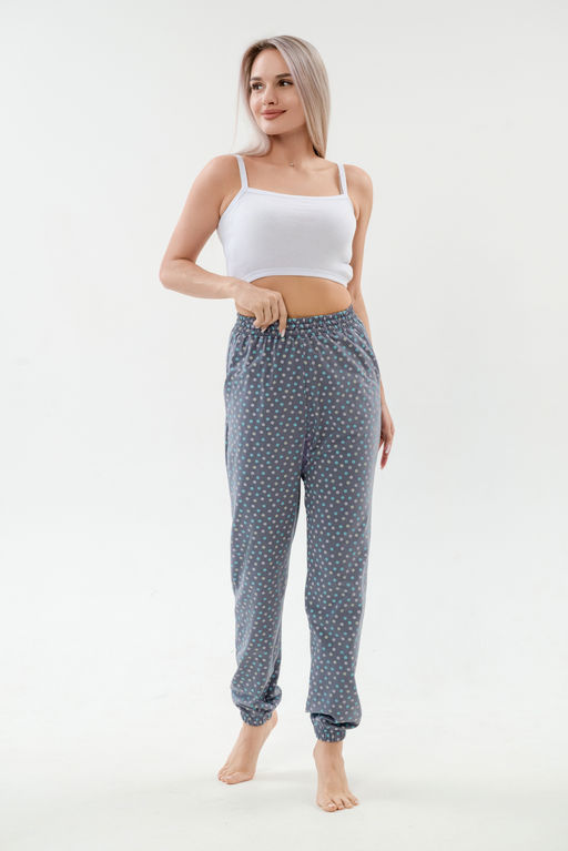 Брюки женские из кулирки на резинке серый - Амадэль фото 2