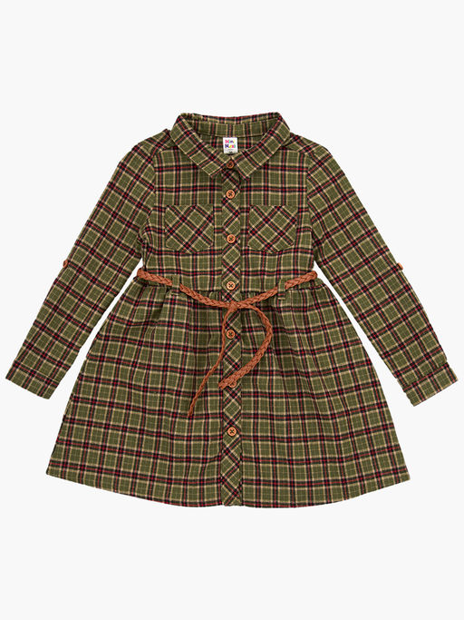 Платье на пуговицах в клетку UD 6846 хаки клетка - Mini maxi фото 5