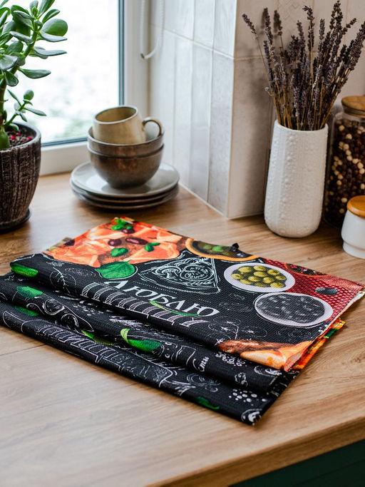 Комплект вафельных полотенец 48*60 см, 3 штуки (Пицца) - Ивановотекстиль фото 7